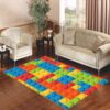 blocks rainbow lego art pattern Living room carpet rugs