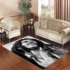 bob marley black and white laughing Living room carpet rugs