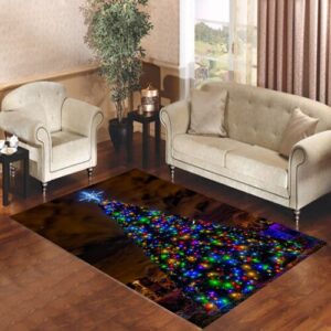 christmas tree lit up Living room carpet rugs