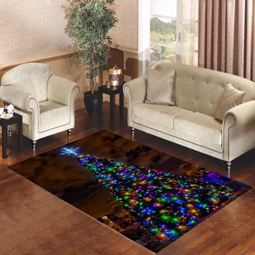 christmas tree lit up Living room carpet rugs