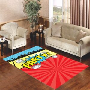 comic party invitation Living room carpet rugs