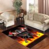 firefighter logo red flames Living room carpet rugs