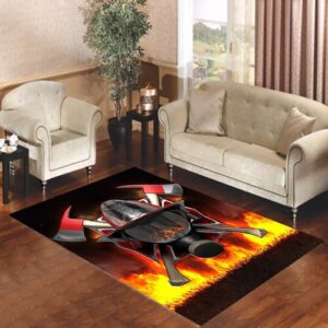 firefighter logo red flames Living room carpet rugs