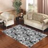 flowers pop art blk wht Living room carpet rugs
