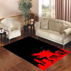 godzilla shilluete movies city red Living room carpet rugs