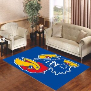 kansas jayhawks logo over blue Living room carpet rugs