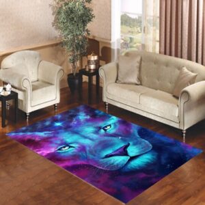 lion face in galaxy nebula Living room carpet rugs