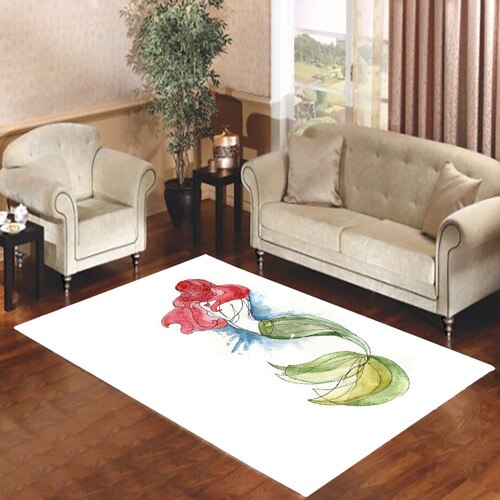 little mermaid watercolor 2 Living room carpet rugs