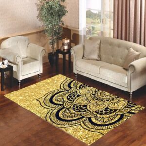 mandala gold pattern Living room carpet rugs