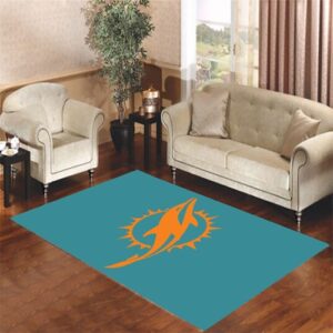 miami dolphins logo orange Living room carpet rugs