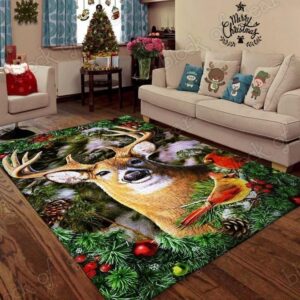 reindeer and hummingbirds christmas living room Rug Carpet Rug Carpet