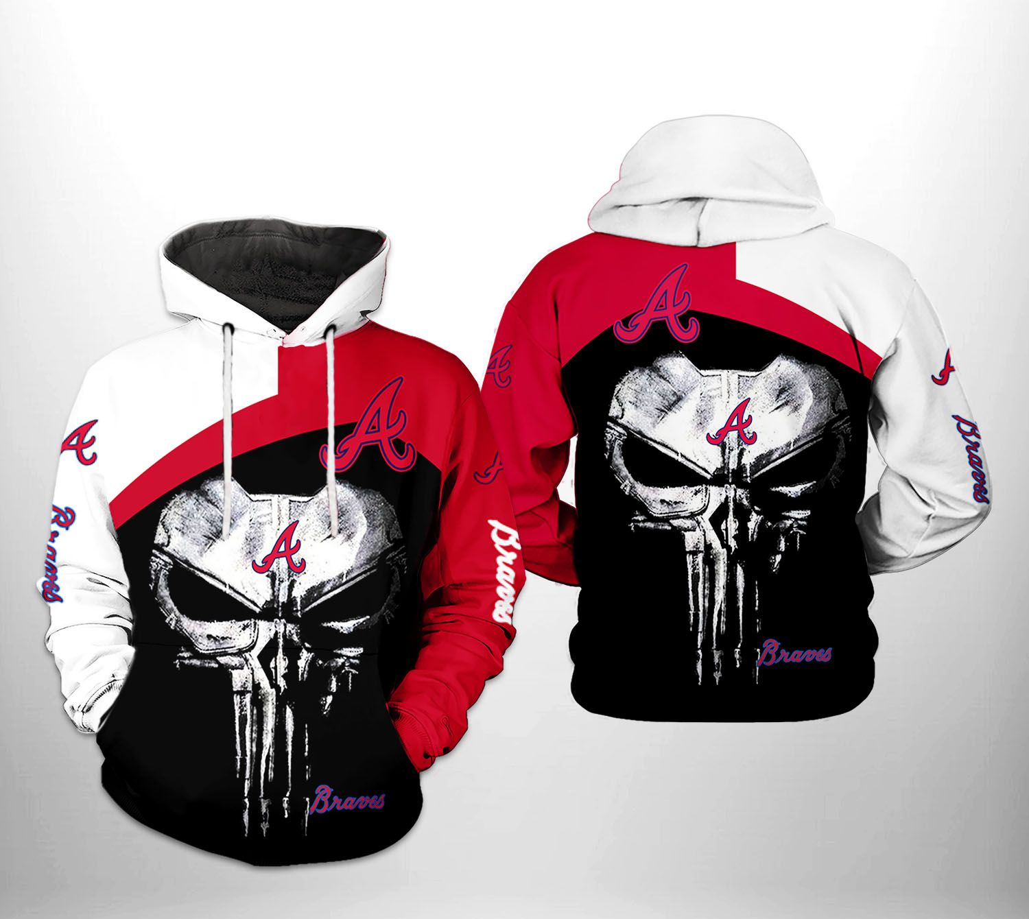 Atlanta Braves MLB Skull Punisher 3D Printed Hoodie/Zipper Hoodie