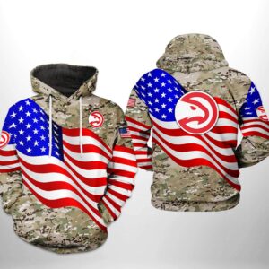 Atlanta Hawks NBA US Flag Camo Veteran Team 3D Printed Hoodie/Zipper Hoodie
