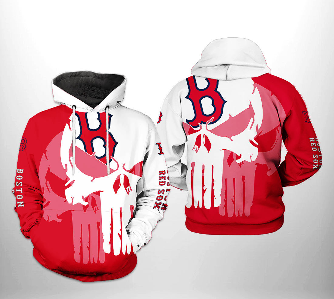 Boston Red Sox MLB Skull 3D Printed Hoodie/Zipper Hoodie