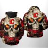 Calgary Flames NHL Skull 3D Printed Hoodie/Zipper Hoodie
