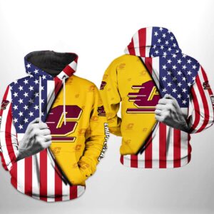 Central Michigan Chippewas NCAA US FLag 3D Printed Hoodie/Zipper Hoodie