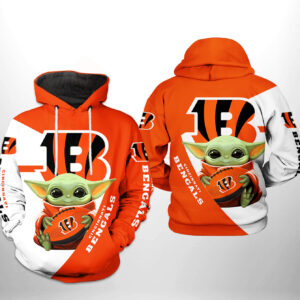 Cincinnati Bengals NFL Baby Yoda Team 3D Printed Hoodie/Zipper Hoodie