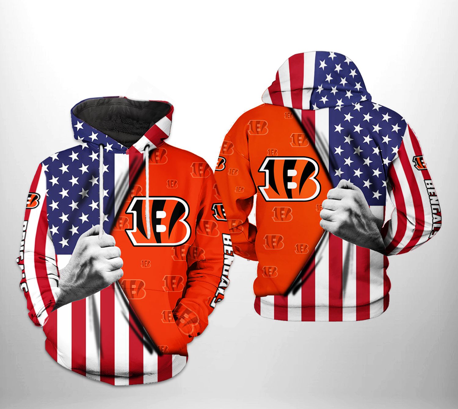Cincinnati Bengals NFL US Flag Team 3D Printed Hoodie/Zipper Hoodie
