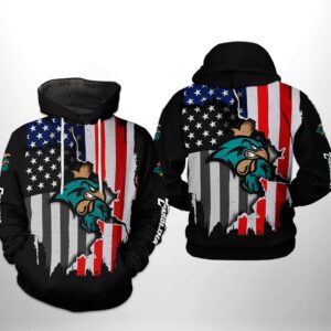 Coastal Carolina Chanticleers NCAA US Flag 3D Printed Hoodie/Zipper Hoodie