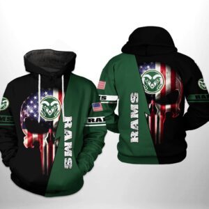 Colorado State Rams NCAA US Flag Skull 3D Printed Hoodie/Zipper Hoodie