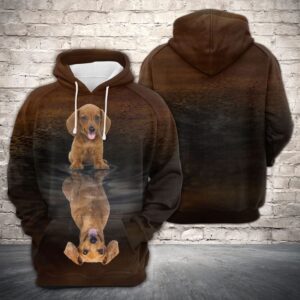 Cute Dachshund Reflection 3D Printed Hoodie/Zipper Hoodie