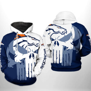 Denver Broncos NFL Team Skull 3D Printed Hoodie/Zipper Hoodie