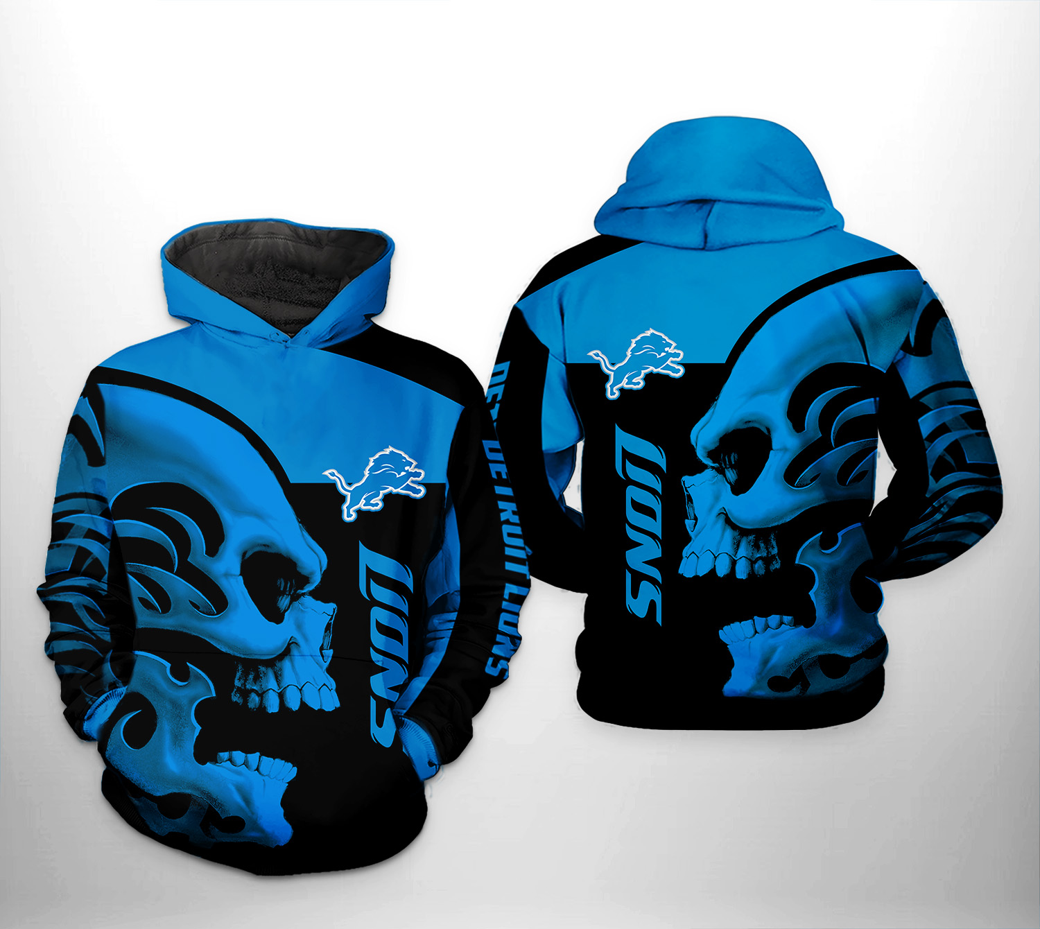detroit lions skull hoodie