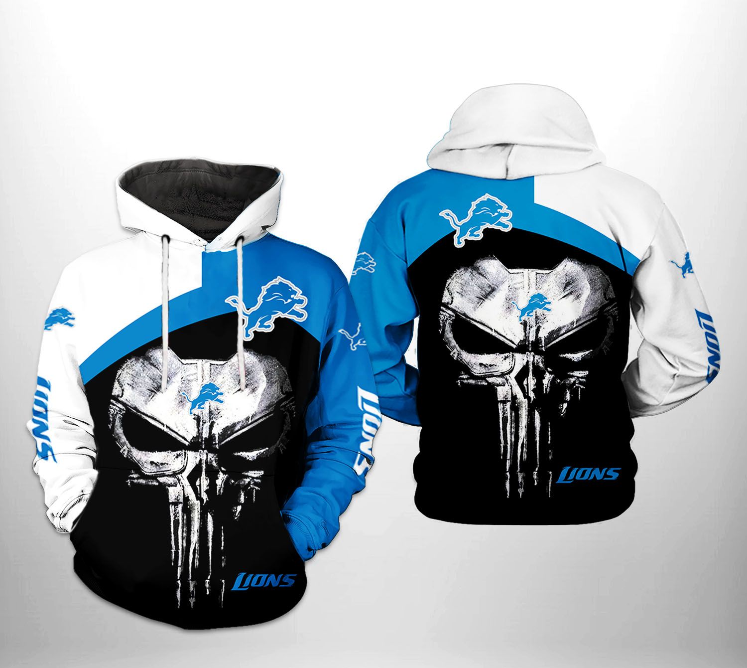 Detroit Lions NFL Skull Punisher Team 3D Printed Hoodie/Zipper