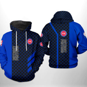 Detroit Pistons NBA Team Pattern Mix 3D Printed Hoodie/Zipper Hoodie