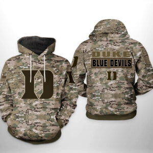 Duke Blue Devils NCAA Camo Veteran 3D Printed Hoodie/Zipper Hoodie