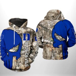 Duke Blue Devils NCAA Camo Veteran Hunting 3D Printed Hoodie/Zipper Hoodie