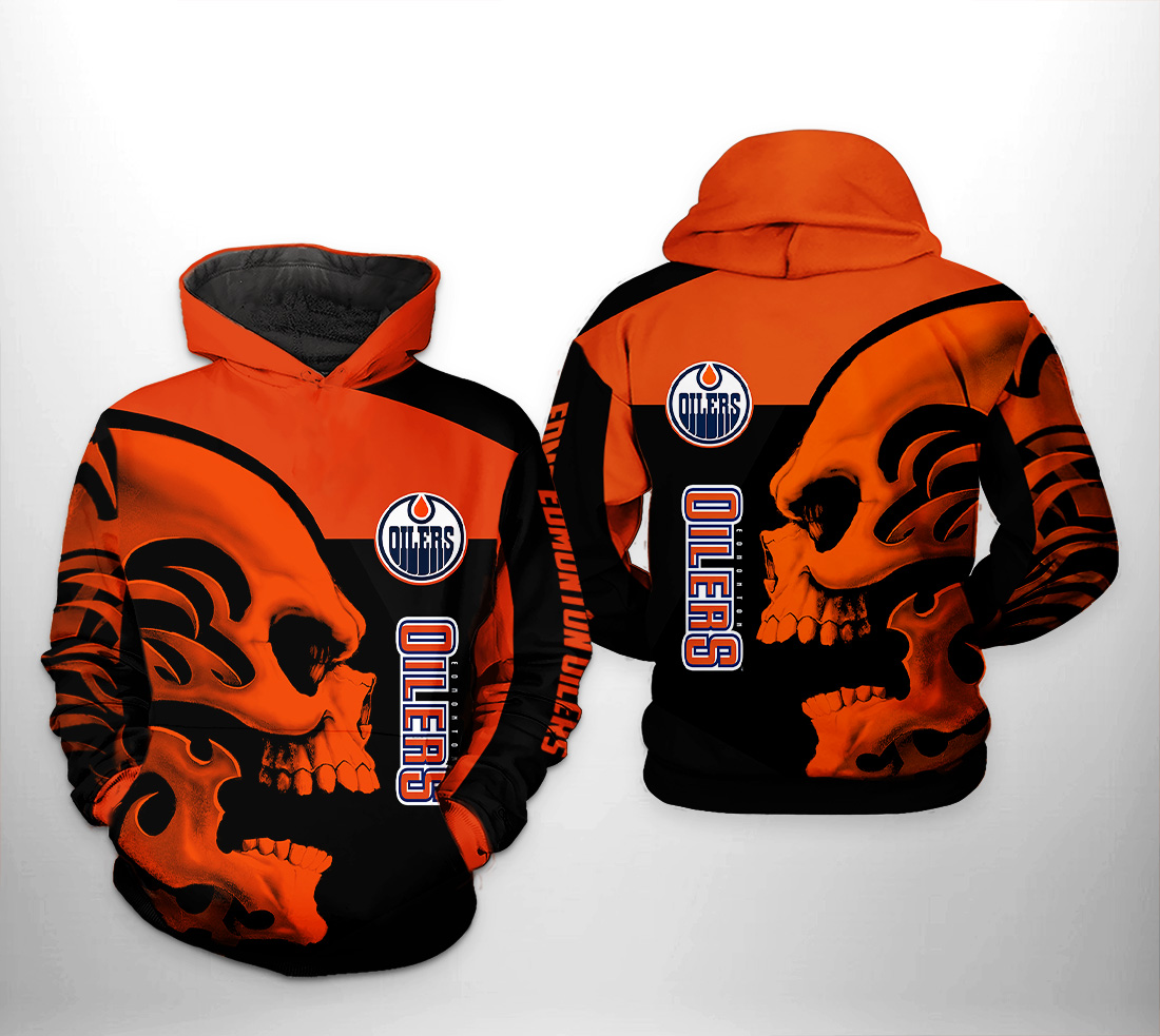 Edmonton Oilers NHL Team Skull 3D Printed Hoodie/Zipper Hoodie