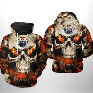 Edmonton Oilers NHL Skull 3D Printed Hoodie/Zipper Hoodie