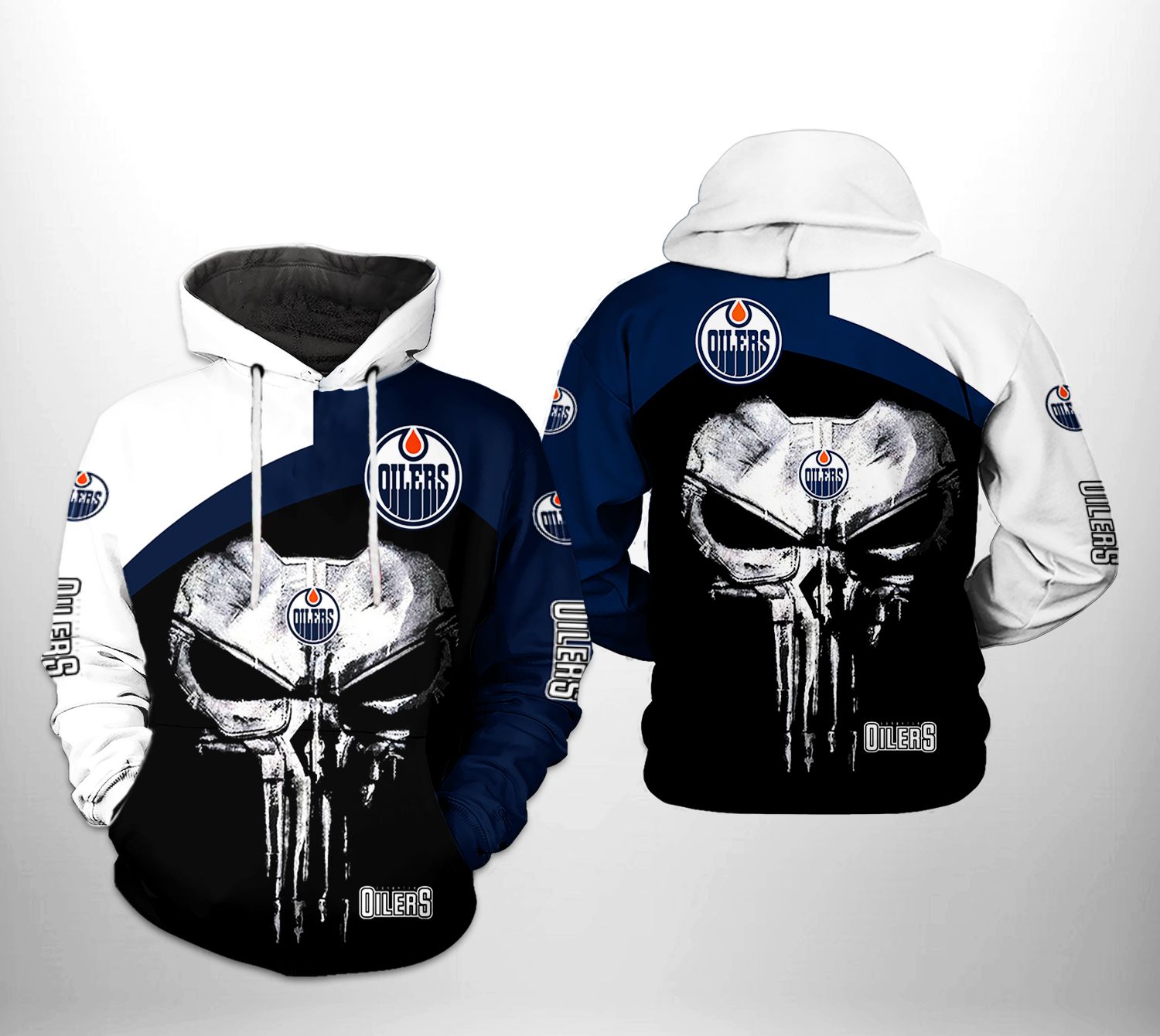 Edmonton Oilers NHL Skull 3D Printed Hoodie/Zipper Hoodie