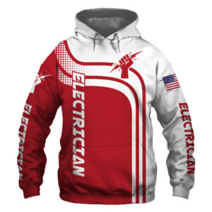 Electrician Red US Flag 3D Printed Hoodie/Zipper Hoodie