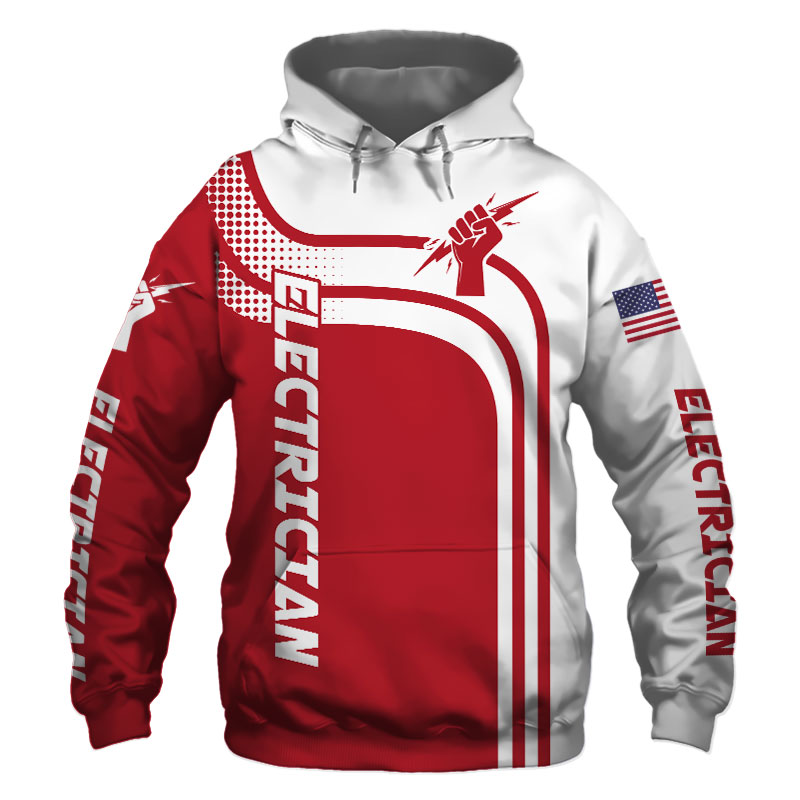 Electrician Red US Flag 3D Printed Hoodie/Zipper Hoodie
