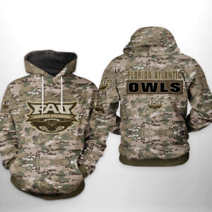 Florida Atlantic Owls NCAA Camo Veteran 3D Printed Hoodie/Zipper Hoodie