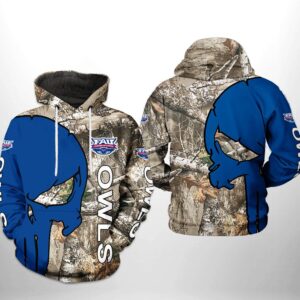 Florida Atlantic Owls NCAA Camo Veteran Hunting 3D Printed Hoodie/Zipper Hoodie