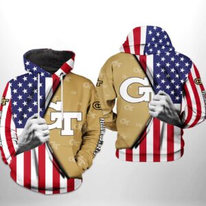 Georgia Tech Yellow Jackets NCAA US FLag 3D Printed Hoodie/Zipper Hoodie