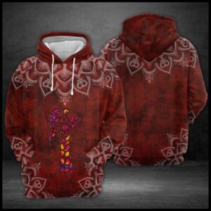 Giraffe Red Mandala 3D Printed Hoodie/Zipper Hoodie