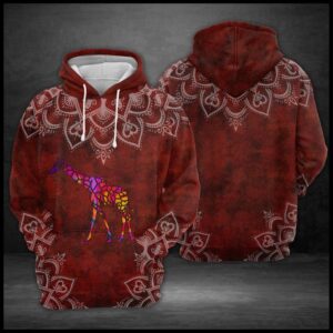 Giraffe Red Mandala 3D Printed Hoodie/Zipper Hoodie