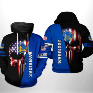 Golden State Warriors NBA US Flag Skull Team 3D Printed Hoodie/Zipper Hoodie
