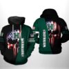 Hawaii Rainbow Warriors NCAA US Flag Skull 3D Printed Hoodie/Zipper Hoodie