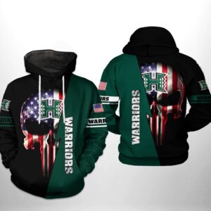 Hawaii Rainbow Warriors NCAA US Flag Skull 3D Printed Hoodie/Zipper Hoodie