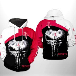 Houston Rockets NBA Skull Punisher Team 3D Printed Hoodie/Zipper Hoodie
