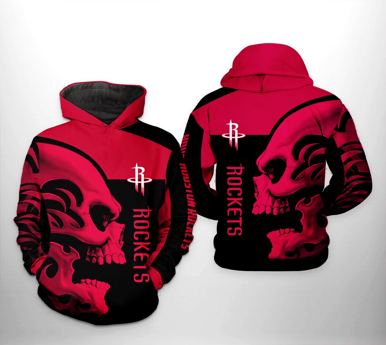 Houston Rockets NBA Skull Team 3D Printed Hoodie/Zipper Hoodie