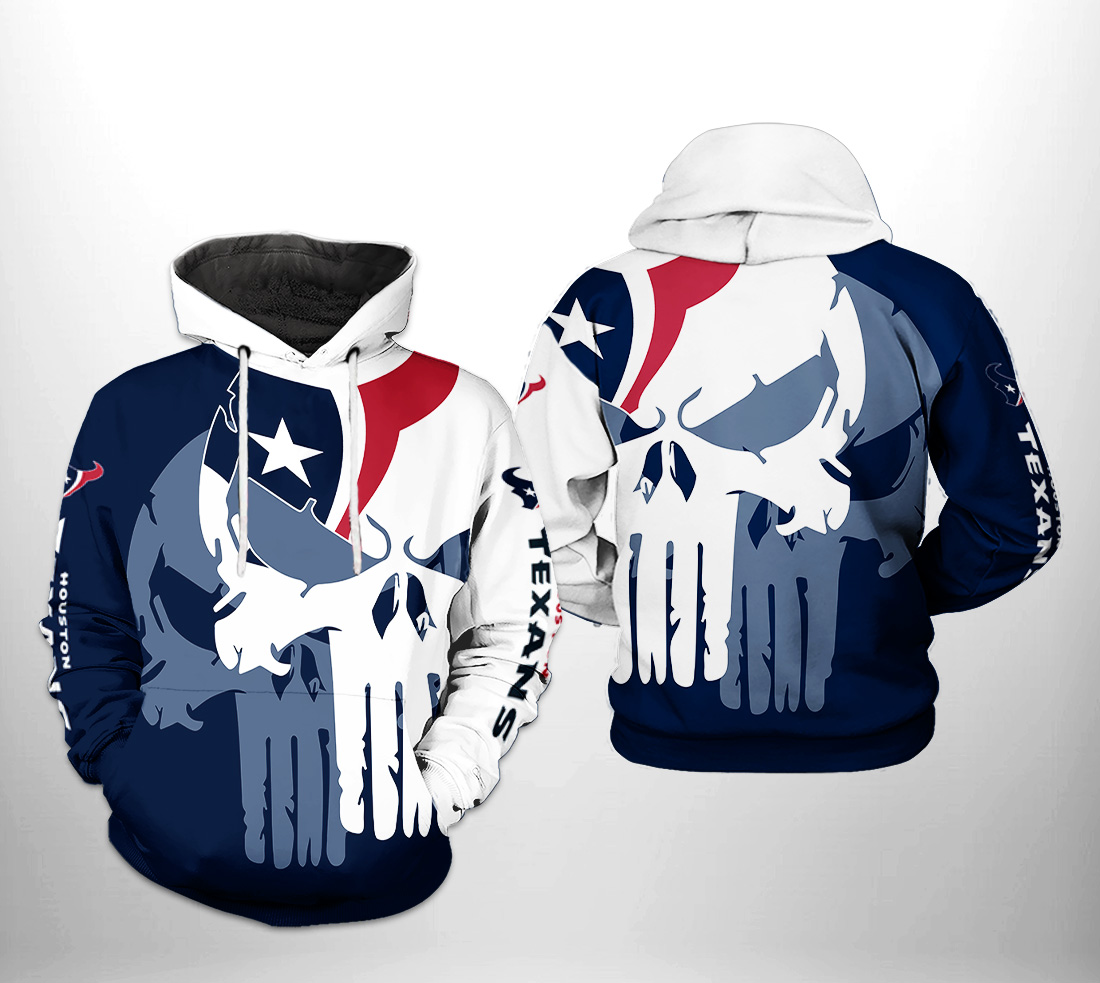 Houston Texans NFL Team Skull 3D Printed Hoodie/Zipper Hoodie