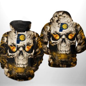 Indiana Pacers NBA Skull 3D Printed Hoodie/Zipper Hoodie