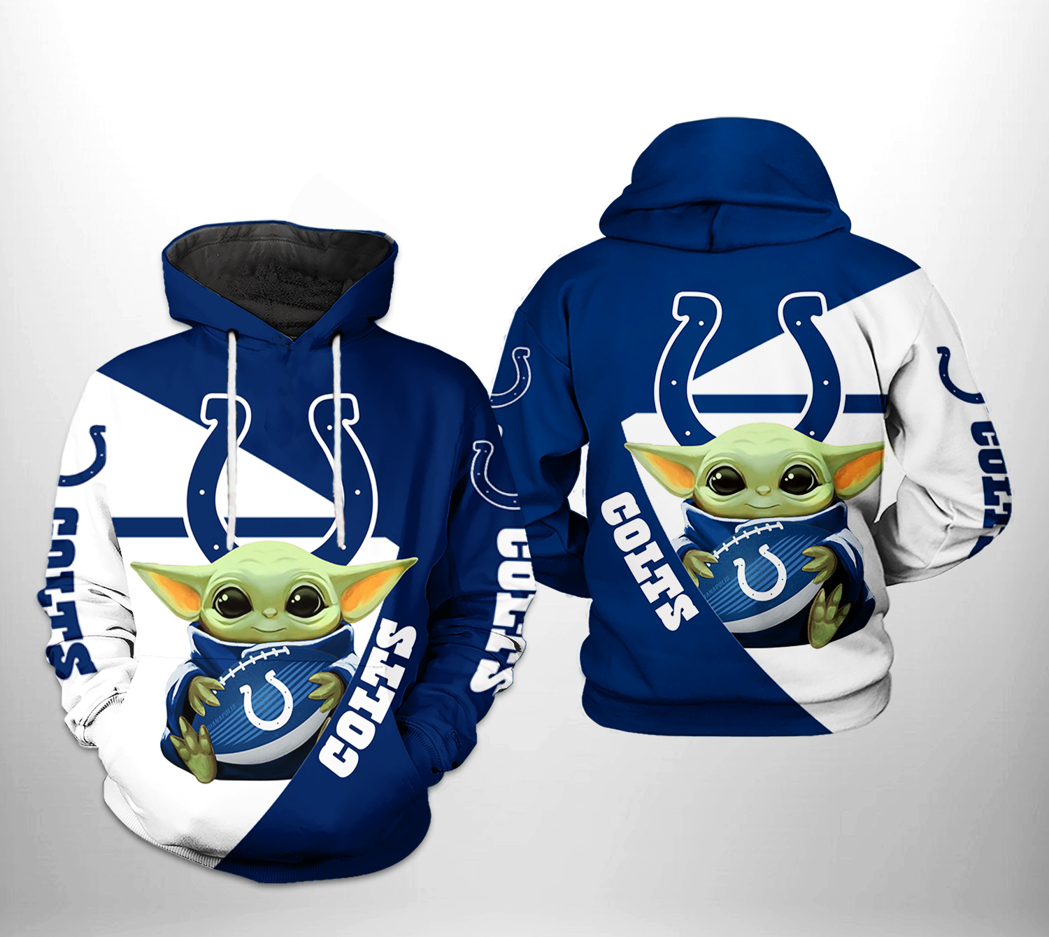Indianapolis Colts NFL Baby Yoda Team 3D Printed Hoodie/Zipper Hoodie