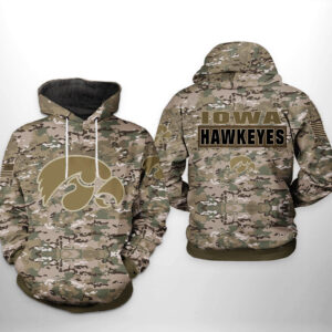 Iowa Hawkeyes NCAA Camo Veteran 3D Printed Hoodie/Zipper Hoodie